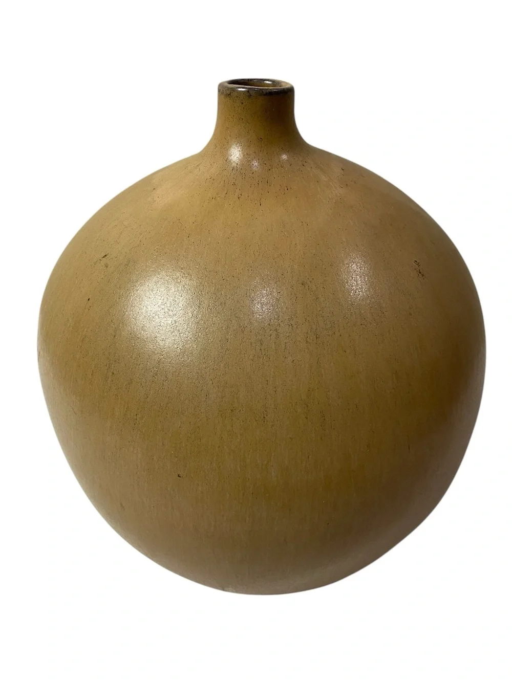 Pottery Barn Brown Rustic Round Vase Made In Portugal